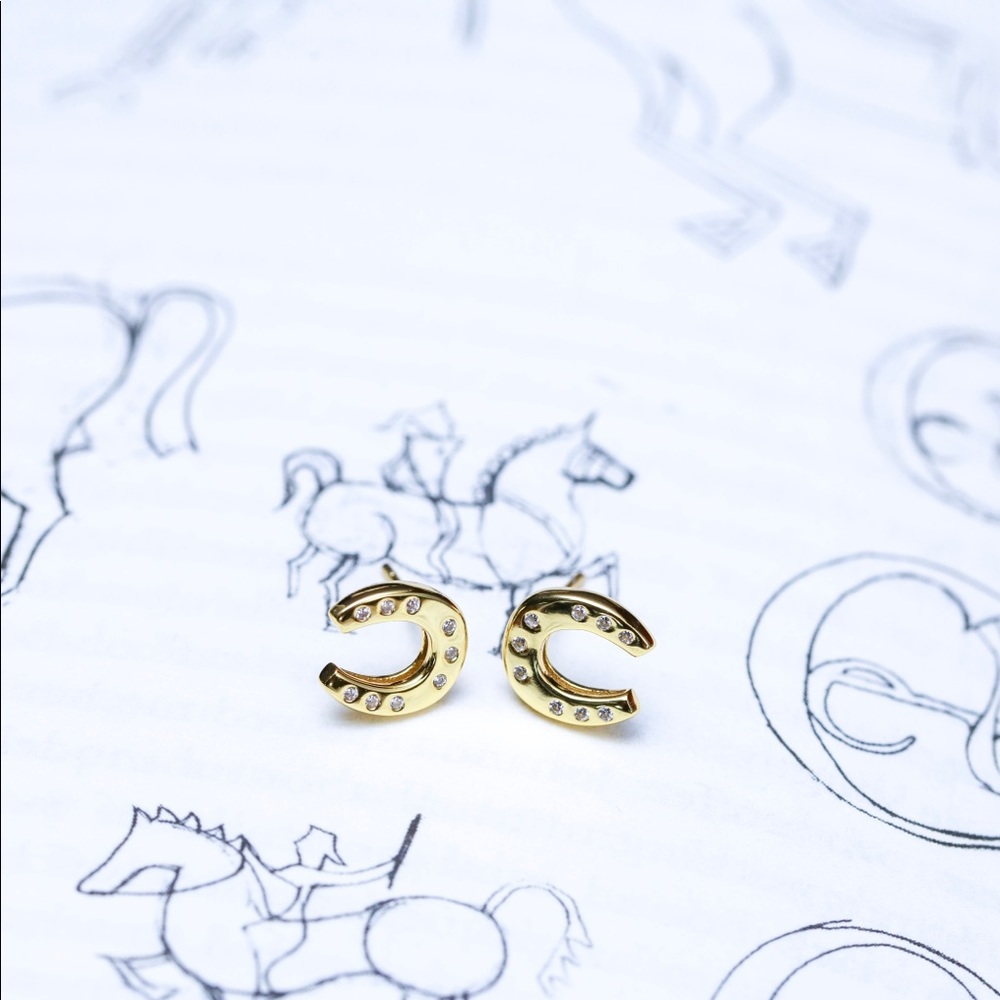18k gold plated 925 silver horseshoe earrings